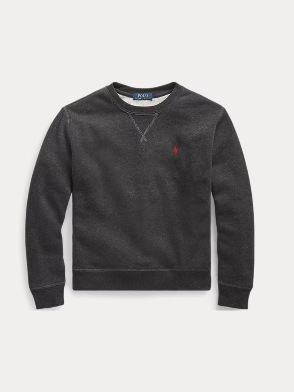 Polo Ralph Lauren Boys XL Charcoal Gray Fleece Crewneck Sweatshirt Red Pony